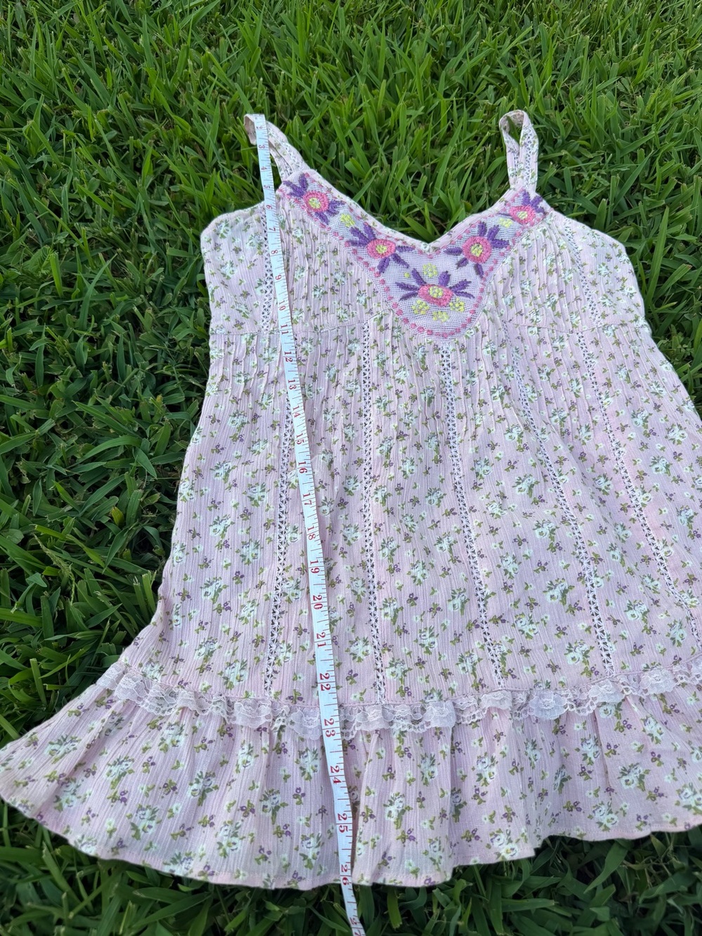 Vintage Nolita Pink Floral Embroidered Lace Boho Babydoll Tank Top Medium - Picture 4 of 8